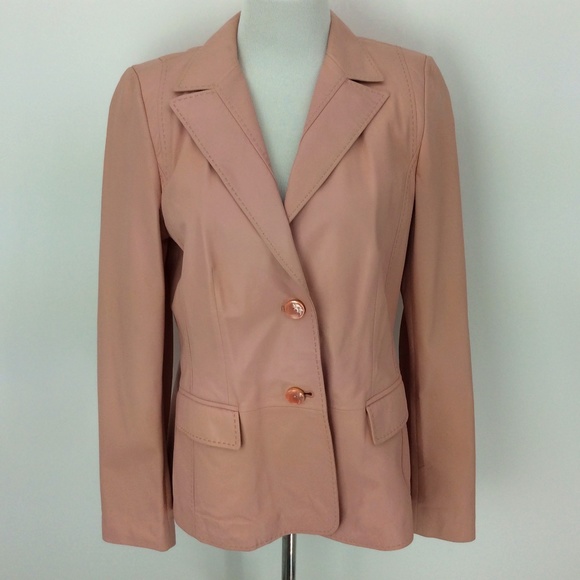 Escada Pink Leather Two Button Jacket/ Blazer